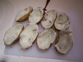 Preparing twice baked potatoes
