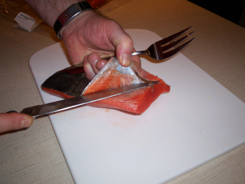 Salmon Recipe - removing the skin