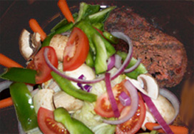 Filet Mignon Grilled with an Abundant Veggie Salad Side