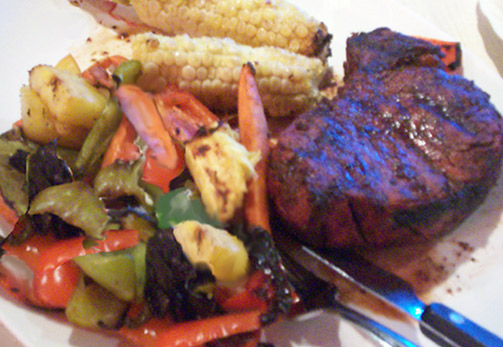 Grilled Vegetable Basket and Steak