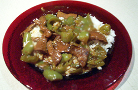 Pepper Steak with Green Bell Peppers and Sauce