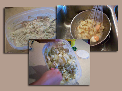 Add potatoes to your Homemade Potato Salad dressing