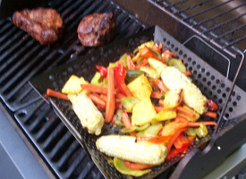 Grilled Vegetable Basket - on the grill