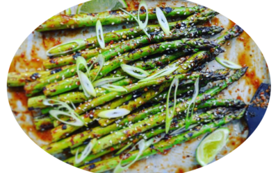 Grilled asparagus with limes and sesame seeds
