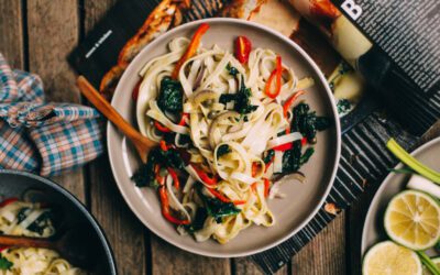 Rice Noodles with Roasted Vegetables