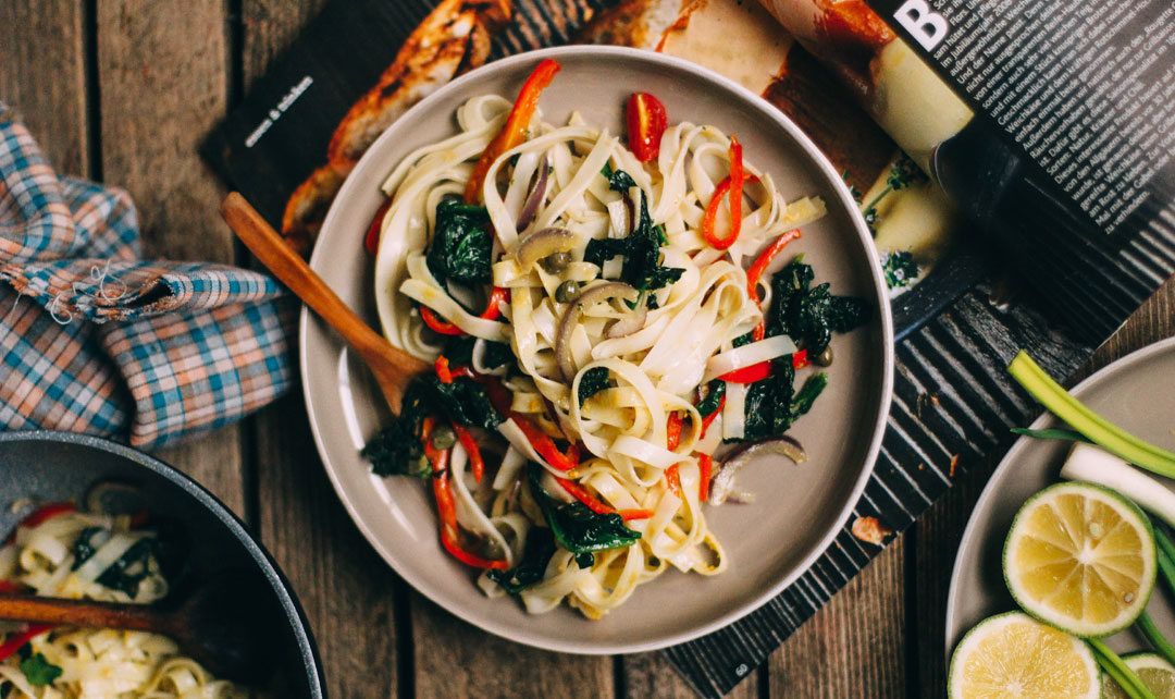Rice Noodles with Roasted Vegetables